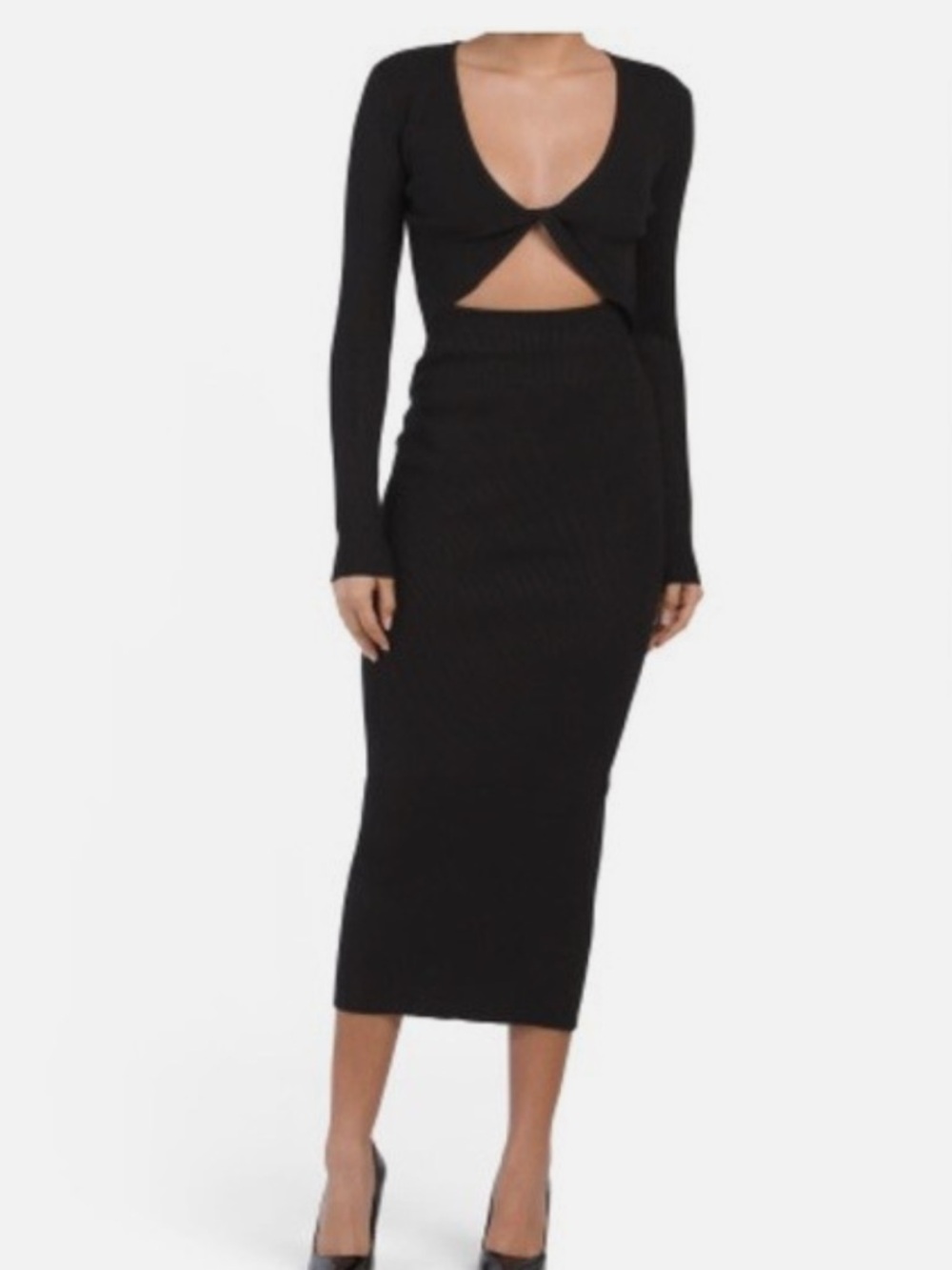 House of Harlow 1960 Black Ribbed Knit Dress